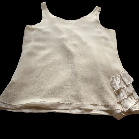 Banana Republic silk tank blouse ruffles cream Small - Picture 9 of 10